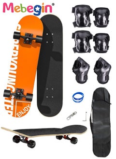 MEBEGIN 78*20cm Skateboard Set with Storage Bag and 6PCS Protect Gear, 7-ply Maple Deck Skate Board with Durable Deck and Smooth Wheels, Easy to Ride and Stop, Suitable for All Types of People  - Image 1