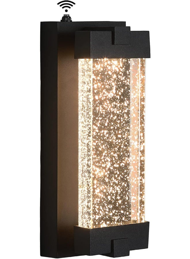 Elimegan Black Wall Sconce with K9 Crystal Bubble and Dusk to Dawn Sensor, Exterior LED Wall Mounted Light, Modern Porch Lantern, Light Fixture for Indoor and Outdoor - Image 1