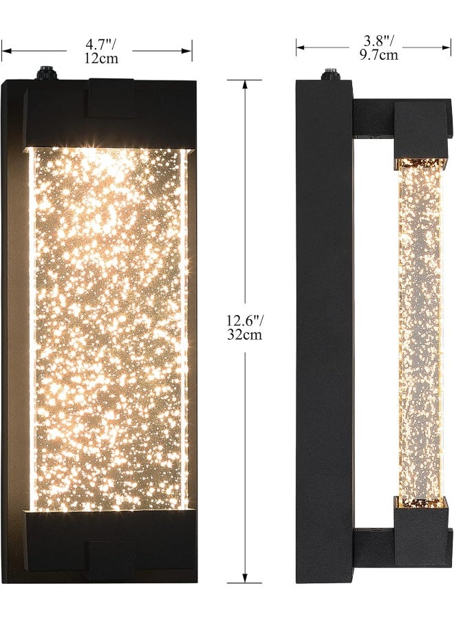 Elimegan Black Wall Sconce with K9 Crystal Bubble and Dusk to Dawn Sensor, Exterior LED Wall Mounted Light, Modern Porch Lantern, Light Fixture for Indoor and Outdoor - Image 2