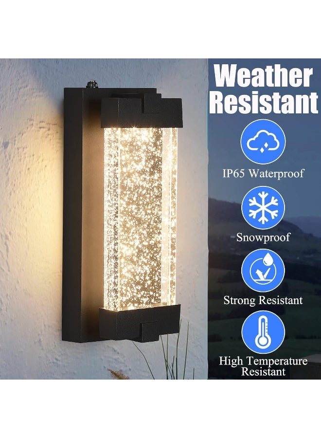 Elimegan Black Wall Sconce with K9 Crystal Bubble and Dusk to Dawn Sensor, Exterior LED Wall Mounted Light, Modern Porch Lantern, Light Fixture for Indoor and Outdoor - Image 4