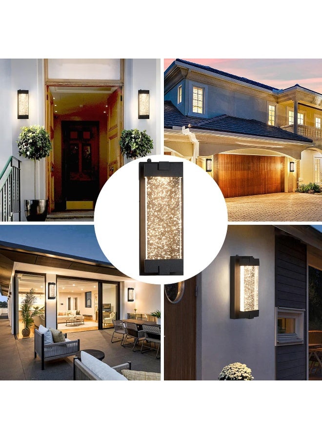 Elimegan Black Wall Sconce with K9 Crystal Bubble and Dusk to Dawn Sensor, Exterior LED Wall Mounted Light, Modern Porch Lantern, Light Fixture for Indoor and Outdoor - Image 5