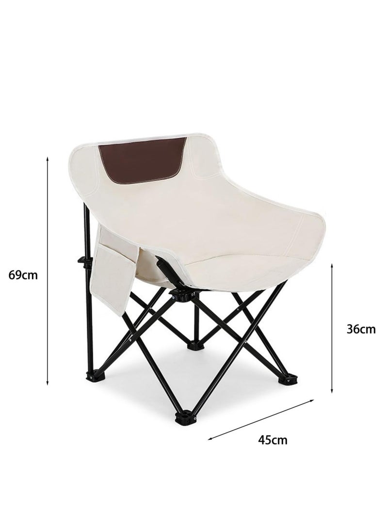 LINGWEI Folding Camping Chair Portable Moon Chair with Side Pocket & Carry Bag Lightweight & Durable Outdoor Chair - Image 2