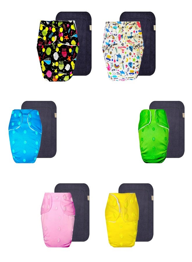 Dumbledo Premium Cloth Diaper with Gray Insert (Pack of 6) | Snug Fit | Leakproof | Easy to Clean | Trusted by Moms | 3 Months - 3 Years | Unisex Baby - Image 1