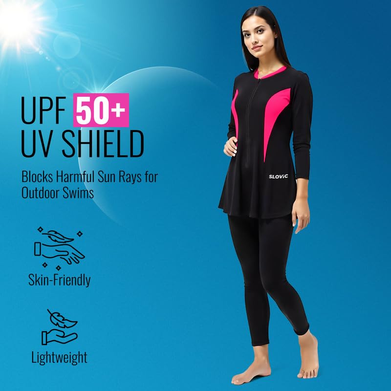 SLOVIC Swimming Suit for Women [Large] |Full Body Suite for Women | Beachwear for Girls | Quick Dry & Stretchable Swimwear for Ladies | Swimming Dress for Swimming Pool - Image 4