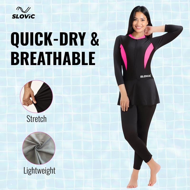 SLOVIC Swimming Suit for Women [Large] |Full Body Suite for Women | Beachwear for Girls | Quick Dry & Stretchable Swimwear for Ladies | Swimming Dress for Swimming Pool - Image 2