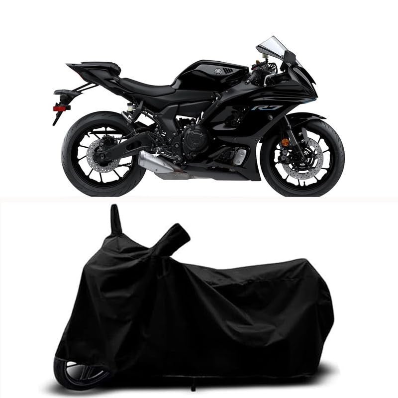 RABABLI Bike Body Cover Compatible with Yamaha R7 STD with All Variants Scratch-Proof, Buckle Belt – Rain, UV & Dust Resistant Windproof & All-Weather Shield (Black Color) - Image 1