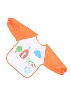 Cute Cartoon Baby Bibs Long Sleeve Waterproof Toddler Burp Feeding Apron with a PocketOrange Cows Free Size