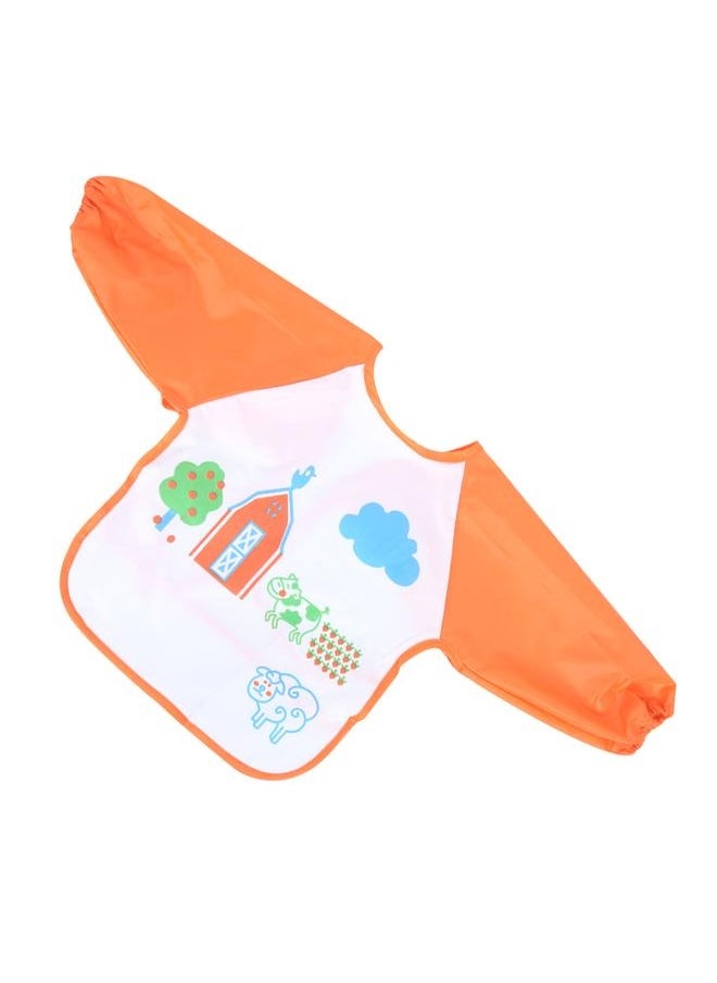 NIBEMINENT - Cute Cartoon Baby Bibs Long Sleeve Waterproof Toddler Burp Feeding Apron with a PocketOrange Cows Free Size - Image 1