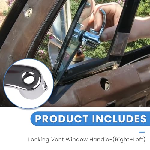 Ciuouient (Right+Left Locking Vent Window Handle Chrome Pair Set Compatible with 80-86 Chevrolet C10/K10/C20/K20/K30/C30,75-93 Chevrolet G20/G30 - Image 5