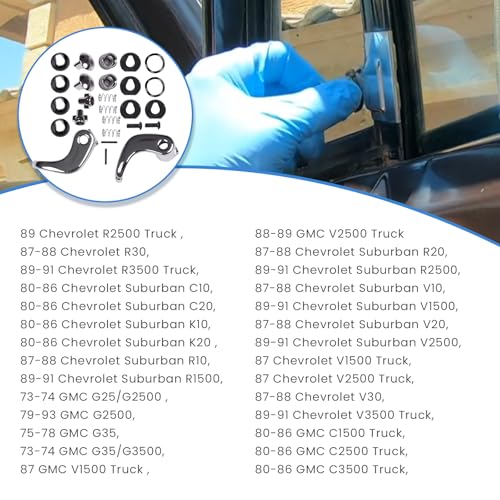 Ciuouient (Right+Left Locking Vent Window Handle Chrome Pair Set Compatible with 80-86 Chevrolet C10/K10/C20/K20/K30/C30,75-93 Chevrolet G20/G30 - Image 3