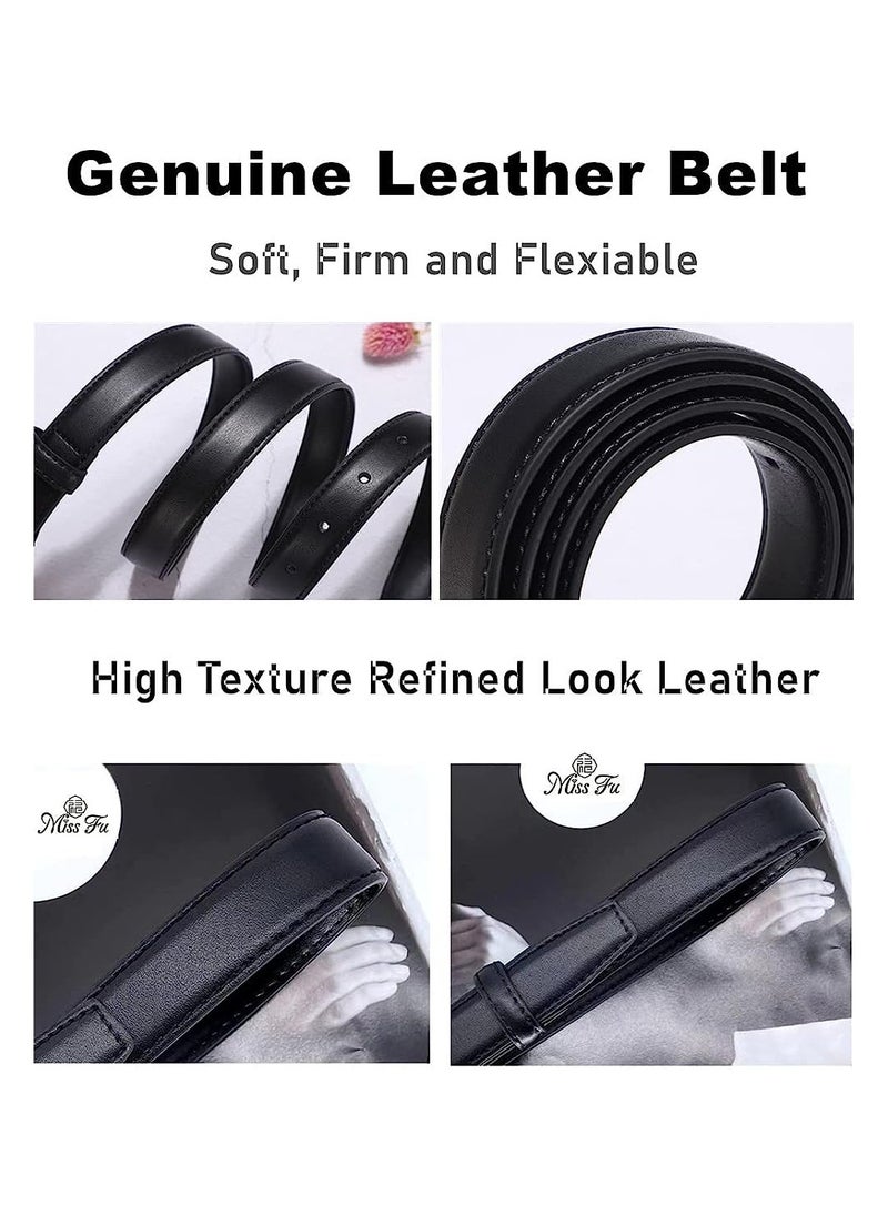 SYOSI - Women's Fashion Leather Thin Belt, Belts for Jeans with Gold Buckle, Double C Buckle Belts for Jeans Dresses Pants, B;ack - Image 1