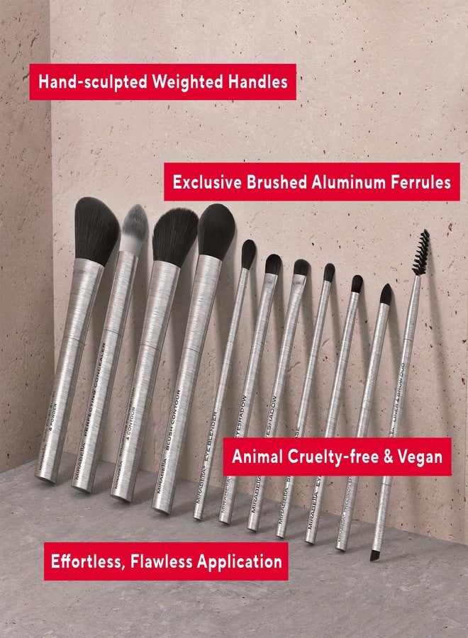 Mirabella Fan Brush, Premium Professional Makeup Brush Collection, Cruelty-Free Synthetic Bristle Brush with Hand-Sculpted Brushed Aluminum Handle, Luxury Blending Brush for Makeup - Image 3