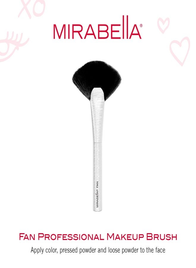Mirabella Fan Brush, Premium Professional Makeup Brush Collection, Cruelty-Free Synthetic Bristle Brush with Hand-Sculpted Brushed Aluminum Handle, Luxury Blending Brush for Makeup - Image 2