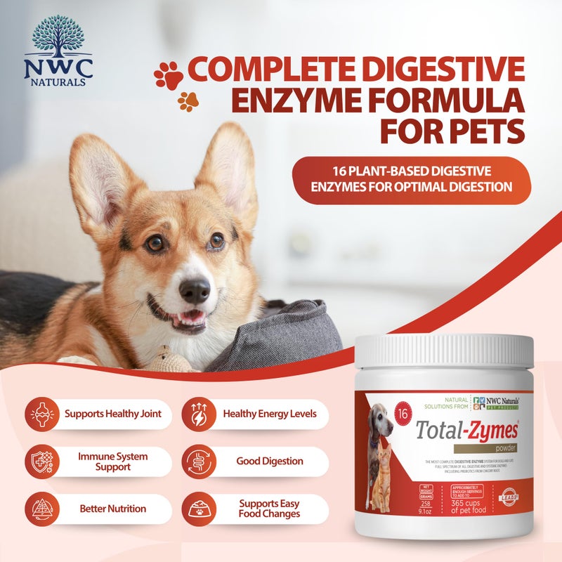 NWC Naturals Total-Zymes Digestive Enzymes for Cats and Dogs, Unflavored, Gut Health with Prebiotic to Support Food Digestion & Absorption, 365 Servings - 8 Ounces - Image 2