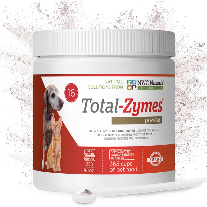 NWC Naturals Total-Zymes Digestive Enzymes for Cats and Dogs, Unflavored, Gut Health with Prebiotic to Support Food Digestion & Absorption, 365 Servings - 8 Ounces - Image 1