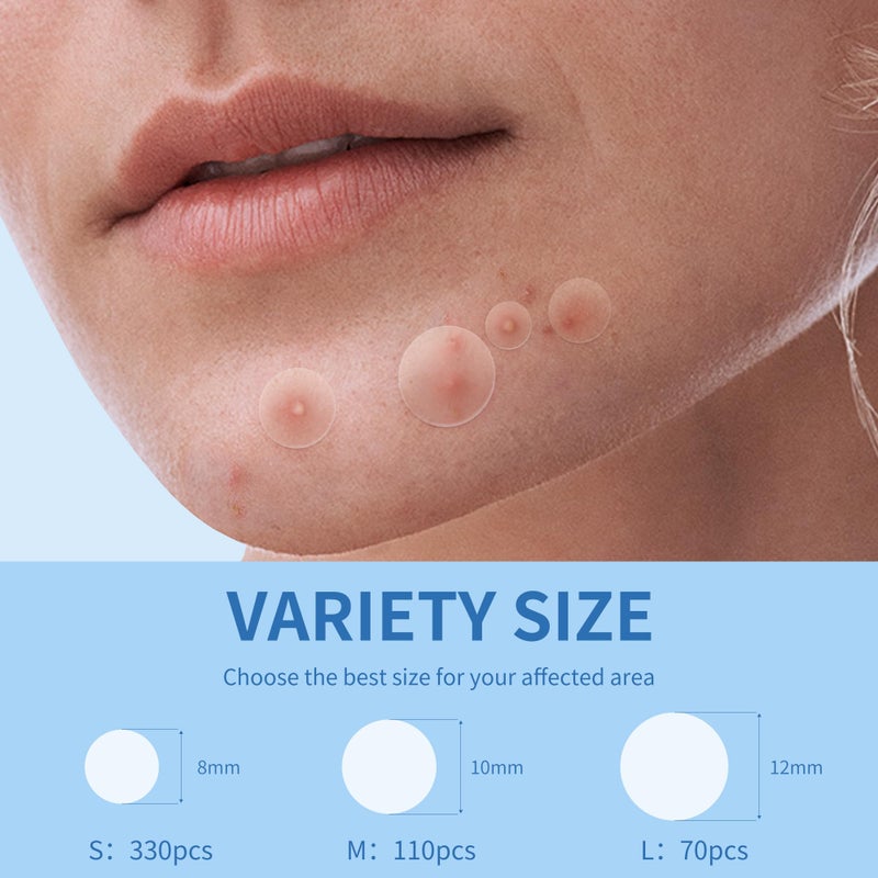 Daolyo Pimple Patches for Face - 3 Size 510 Counts Hydrocolloid Acne Patches for Covering Zits and Blemishes, Spot Stickers with Salicylic Acid, Tea Tree Oil & Calendula Oil(8mm,10mm,12mm) - Image 3