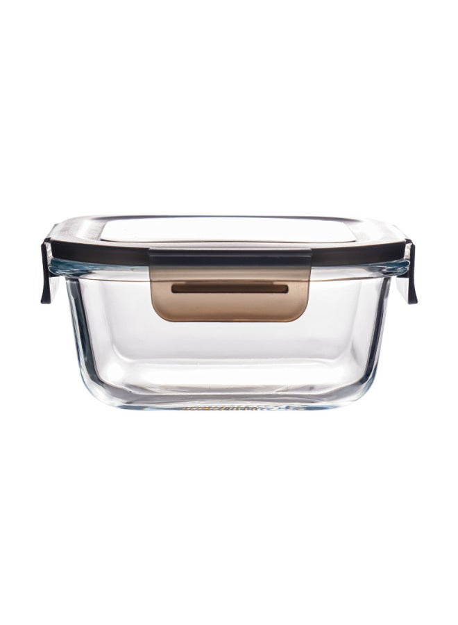 Rectangular Heat-resistant Glass Lunch Box Office Workers Can Enter The Microwave Oven Can Be Heated Lunch Box Refrigerator Glass Fresh-keeping Box-Specifications:Rectangular 1040 Two Partitions-semi-transparent Black Non-porous Cover With White Rubber Ring-Color:high Borosilicate Glass  - Image 5