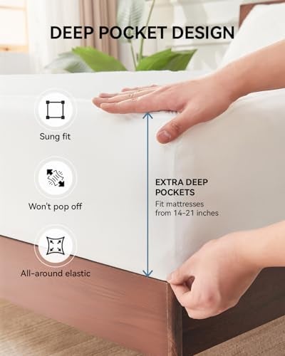 Kmall King Size Cooling Waterproof Mattress Protector Pad Cover, Breathable Fitted Sheet Style Deep Pocket-Noiseless,Vinyl,PVC Free,Waterproof Bed Matress Cover Washable for Home, Bedroom, Hotel - Image 4