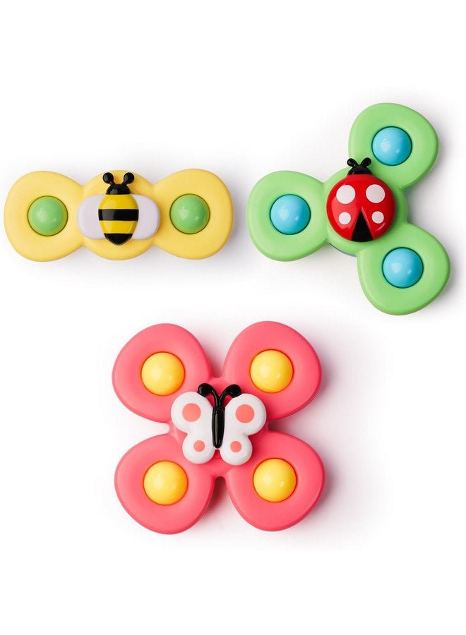LiKee LiKee Strong Suction Cup Fidget Spinnerz Sensory Bath Toys for Baby 12 18 Months Airplane Car Travel Table & Window Toys for 1 2 Year Old Toddler Boys and Girls (Insect-1) - Image 1