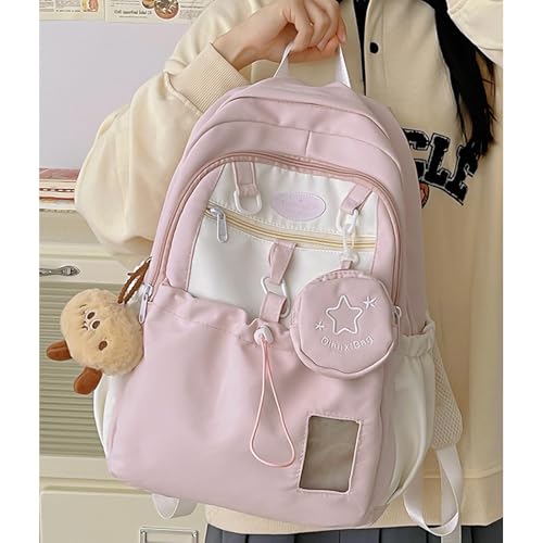Goylmc Cute Backpack, Travel Double Shoulder Bag, Laptop Backpack for 16” with Large Capacity Adjustable Straps (Pink) - Image 4