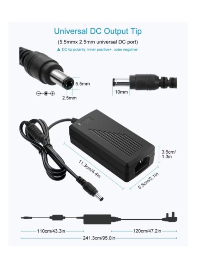 Terabyte 12V 5A Power Supply 12 Volt 60W Power Adapter 100~240V AC to DC 12V Converter LED Driver Transformer 5.5X 5.5mm 2.5mm for LED Light Strip Security Cameras Webcam Radio transceiver - Image 2