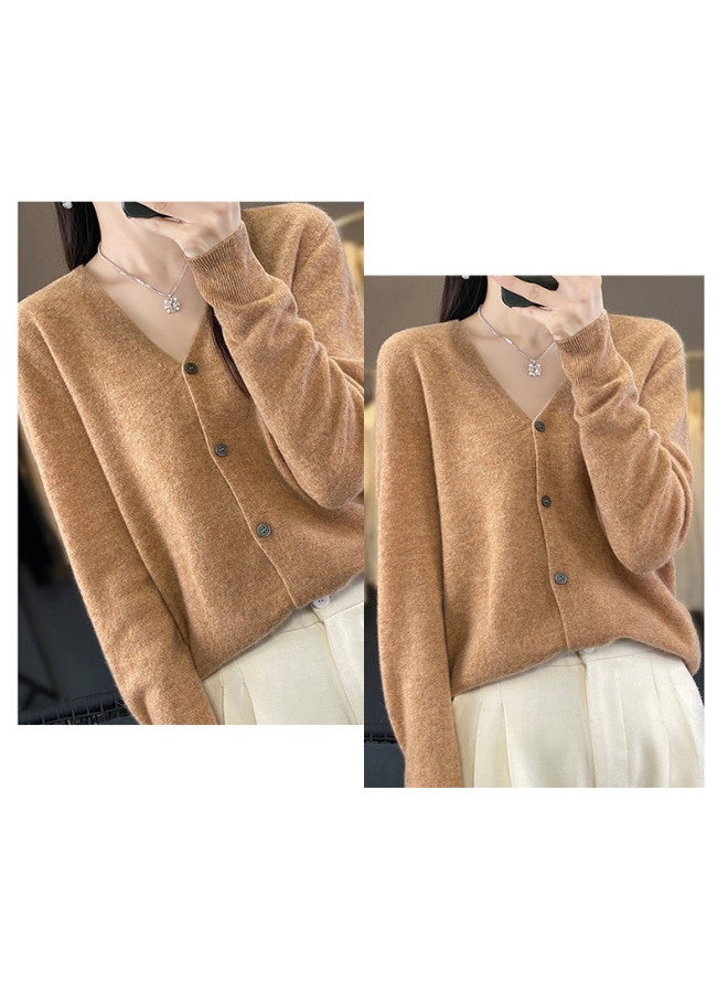 XINYANG Seamless Wool Cardigan For Women, One-Piece Knit, Pure Wool V-Neck Coat, Early Autumn Elegant Outfit 2025 - Image 4