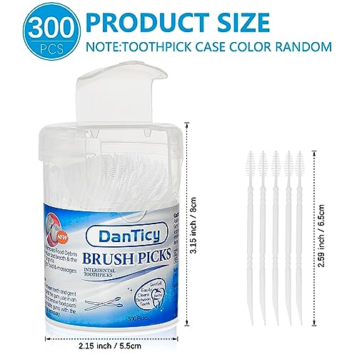 DanTicy Brushpicks Interdental Toothpicks,Soft Bristle Dental Floss Picks Toothpicks,Helps Removes Plaque and Debris Between Your Teeth 300PCS (Pack of 1) - Image 2