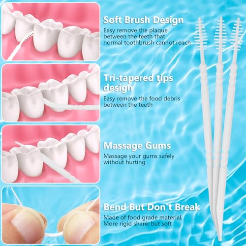 DanTicy Brushpicks Interdental Toothpicks,Soft Bristle Dental Floss Picks Toothpicks,Helps Removes Plaque and Debris Between Your Teeth 300PCS (Pack of 1) - Image 5