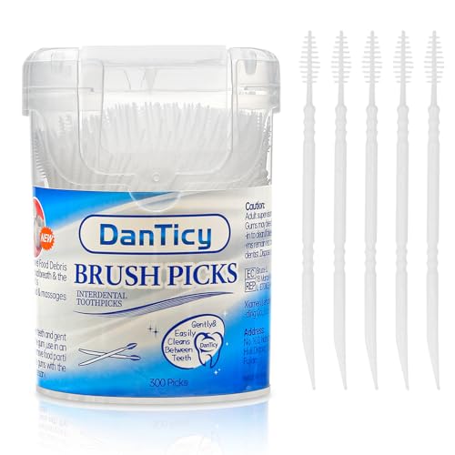 DanTicy Brushpicks Interdental Toothpicks,Soft Bristle Dental Floss Picks Toothpicks,Helps Removes Plaque and Debris Between Your Teeth 300PCS (Pack of 1) - Image 1