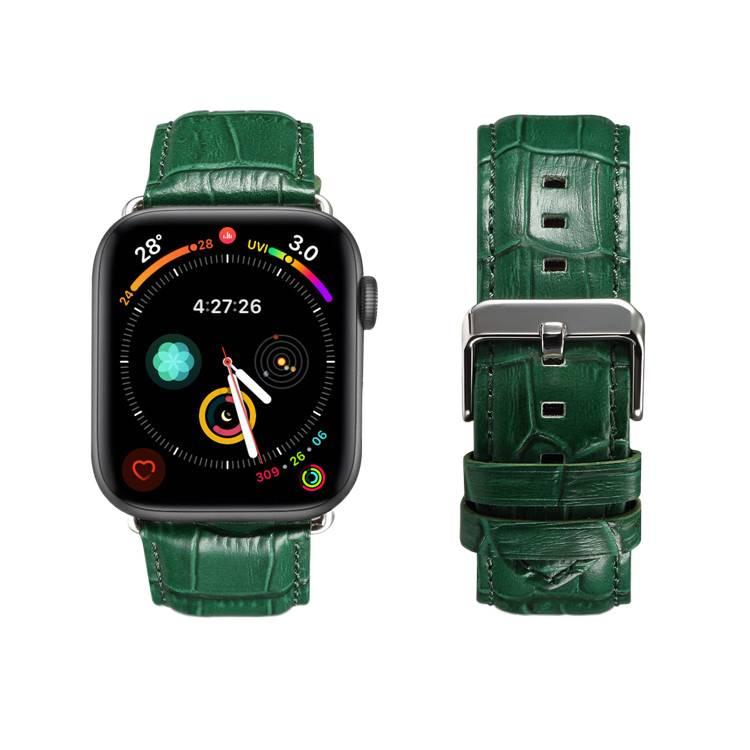 AD Green Classic Leather Strap Smartwatch Band Compatible with Apple Watch / SE with Adjustable Fit Replacement Strap for Daily Wear - Image 1