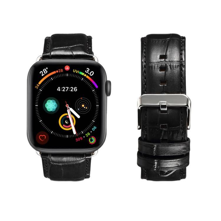 AD Green Classic Leather Strap Smartwatch Band Compatible with Apple Watch / SE with Adjustable Fit Replacement Strap for Daily Wear - Image 2