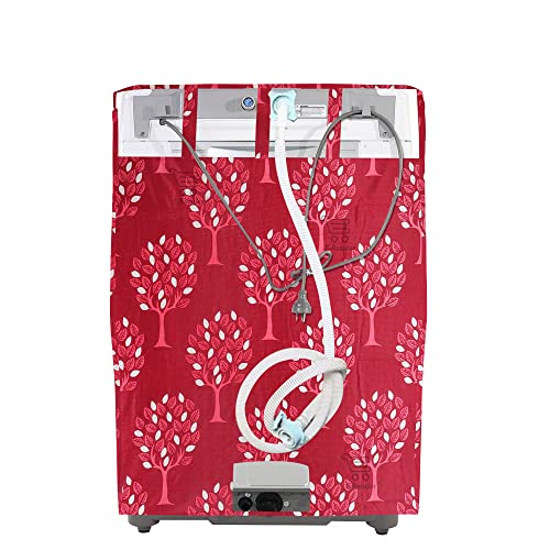 E-Retailer Washing Machine Cover for Top Load 5kg to 7.5kg | Light Weight Dustproof Cover with Zip Enclosure | Tree Print Fully Automatic Washer Protector for Indoor Outdoor Use | Size 23x23x35 Inch - Image 2