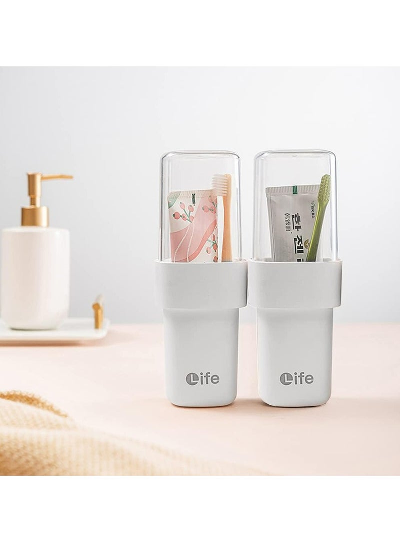 إسكدنيا محتوي الفرشاة الأسنان للحمام مع 5 حالات حماية رؤوس الفرشاة، حاوية الفرشاة السفرية للتخييم والمدرسة ورحلة الأعمال والدش مع الاستحمام - Image 5