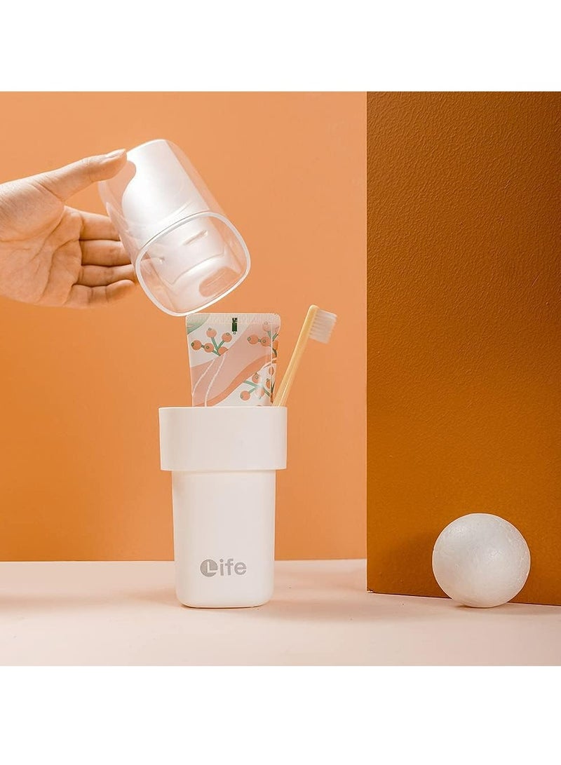 إسكدنيا محتوي الفرشاة الأسنان للحمام مع 5 حالات حماية رؤوس الفرشاة، حاوية الفرشاة السفرية للتخييم والمدرسة ورحلة الأعمال والدش مع الاستحمام - Image 2