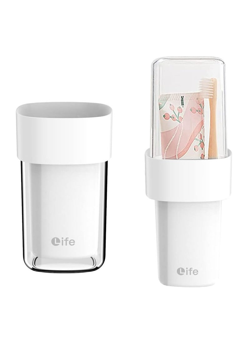 إسكدنيا محتوي الفرشاة الأسنان للحمام مع 5 حالات حماية رؤوس الفرشاة، حاوية الفرشاة السفرية للتخييم والمدرسة ورحلة الأعمال والدش مع الاستحمام - Image 1