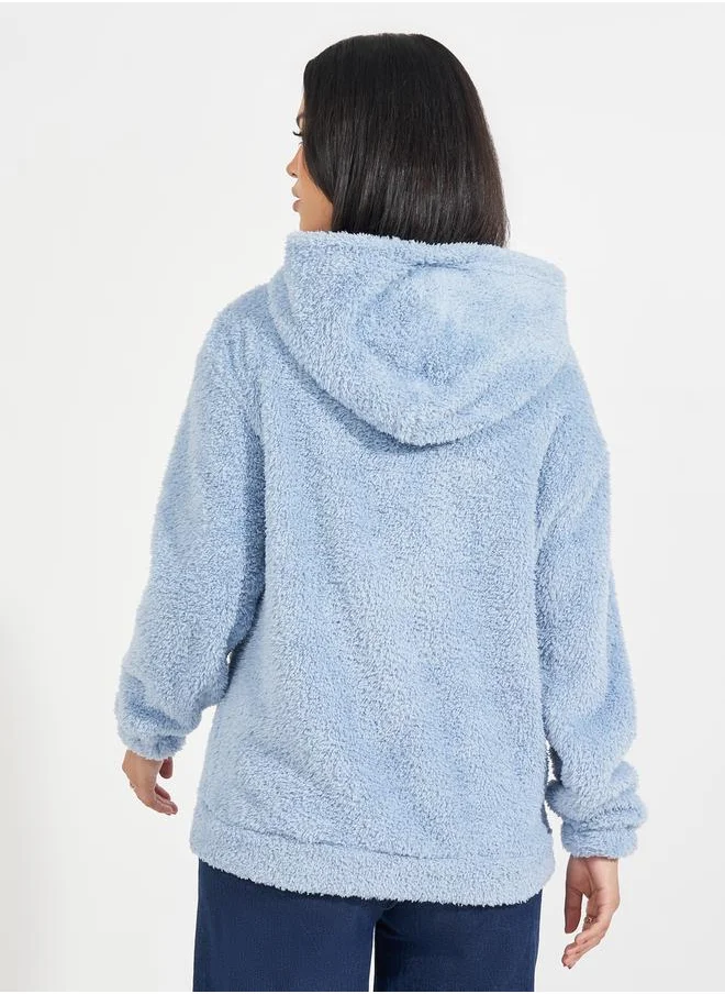 Styli Oversized Longline Faux Fur Hoodie