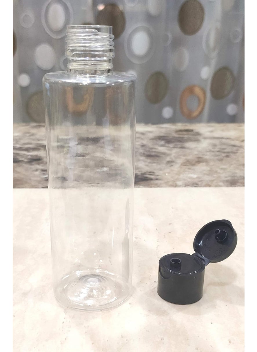 SPC - SPC Empty Transparent Refillable Round Plastic Bottles with Flip Top Caps for Sanitizer & Travellers - ( Black , 200 ml ) - 3 Pieces - Image 1