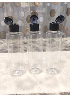 SPC SPC Empty Transparent Refillable Round Plastic Bottles with Flip Top Caps for Sanitizer & Travellers - ( Black , 200 ml ) - 3 Pieces  - Image 2