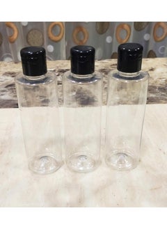 SPC SPC Empty Transparent Refillable Round Plastic Bottles with Flip Top Caps for Sanitizer & Travellers - ( Black , 200 ml ) - 3 Pieces  - Image 4
