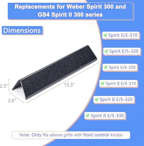 GRISUN 15.3" Flavorizer Bars for Weber Spirit 300, GS4 Spirit II 300 Series E310 E320 E330 S310 S320 S330 (2013-Current) - 5 Pack Porcelain Steel Heat Plates Replacement for Weber 7636 69797 68843 - Image 2