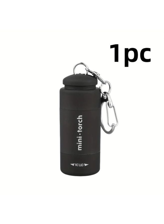 Black Mini LED Flashlight Portable High Brightness USB Rechargeable Keychain Light - Image 1