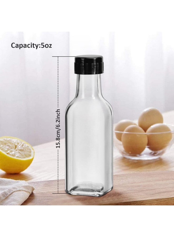 WERTIOO WERTIOO 5 oz Hot Sauce Bottles Squre, 24 Pack Empty Woozy Glass Bottles with Leak Proof Screw Caps & Shrink Bands for Kitchen  - Image 2