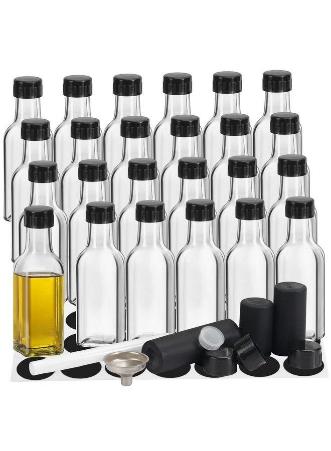 WERTIOO WERTIOO 5 oz Hot Sauce Bottles Squre, 24 Pack Empty Woozy Glass Bottles with Leak Proof Screw Caps & Shrink Bands for Kitchen  - Image 1