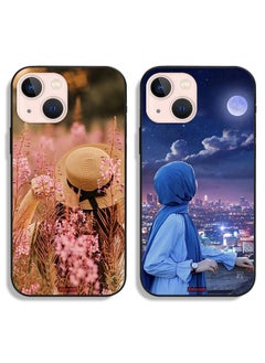 Two Cases For Apple iPhone 13 mini Protective Covers Hijab Girls and Holding Flower