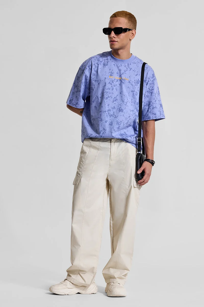 SNITCH Cream Solid Loose Fit Streetwear Cargo