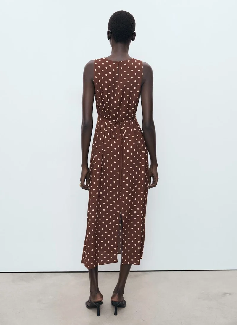 مانجو Polka Dot Midi Dress