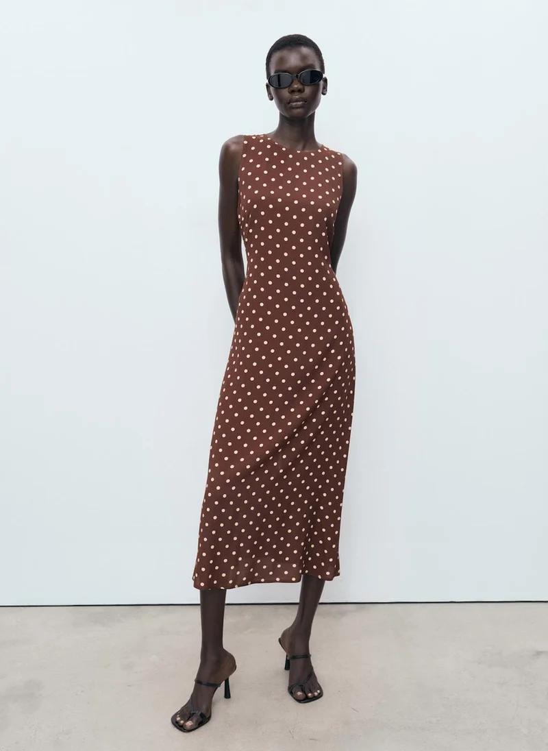 مانجو Polka Dot Midi Dress