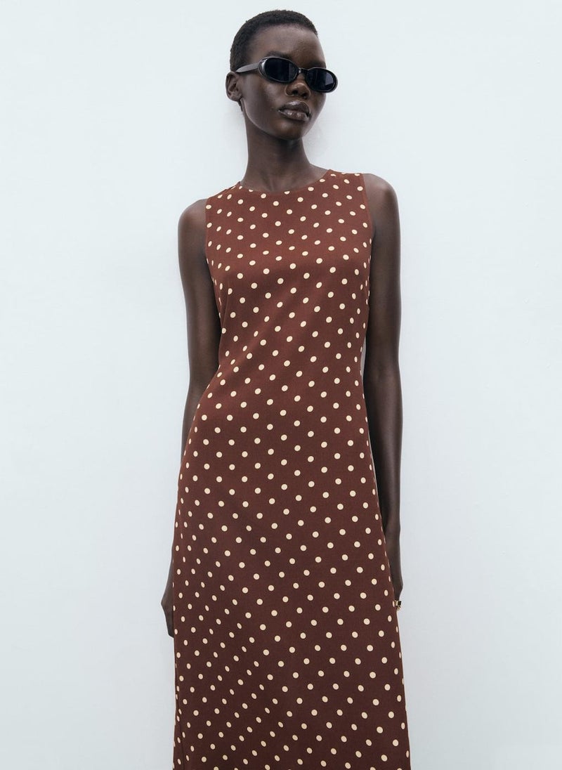MANGO Polka Dot Midi Dress  - Image 4