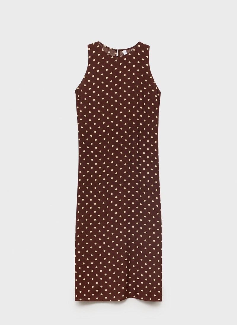 MANGO Polka Dot Midi Dress  - Image 5