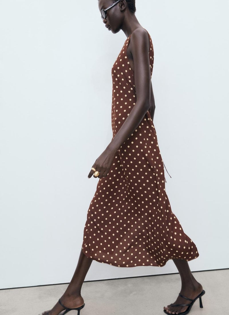 MANGO Polka Dot Midi Dress  - Image 3